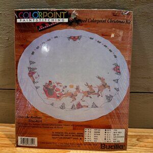 Bucilla Colorpoint Over The Rooftop Paint Stitching Kit Christmas Tree Skirt 45"